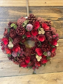 Dried Christmas Wreath Red