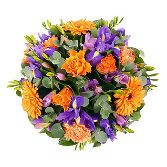 Purple&orange open posy